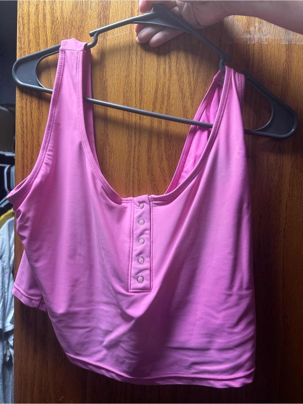 Pink Snap-Front Tank Top